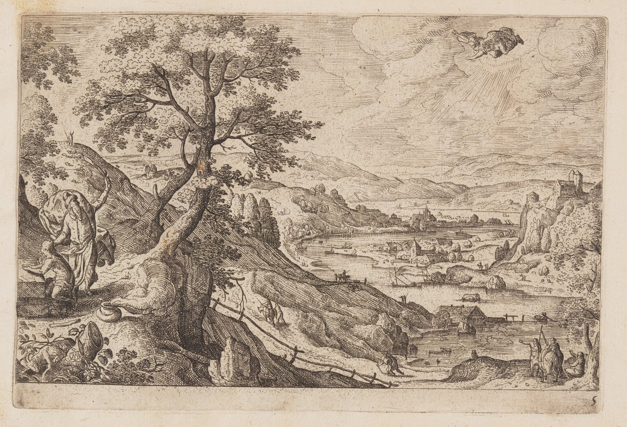 Prato 5, de Paisagens com cenas do Antigo e do Novo Testamento e Metamorfoses de Ovídio de Hans Bol