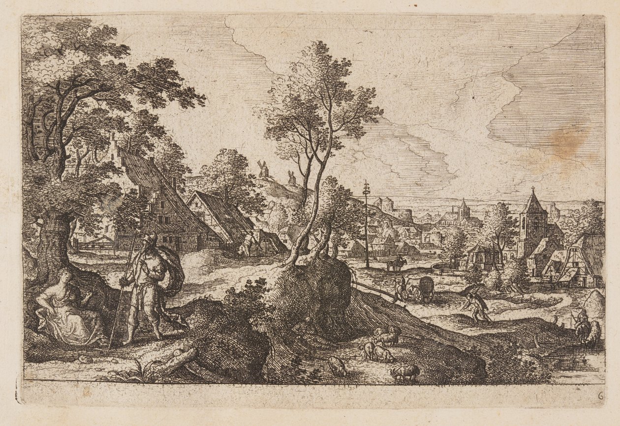 Prato 6, de Paisagens com cenas do Antigo e do Novo Testamento e Metamorfoses de Ovídio de Hans Bol