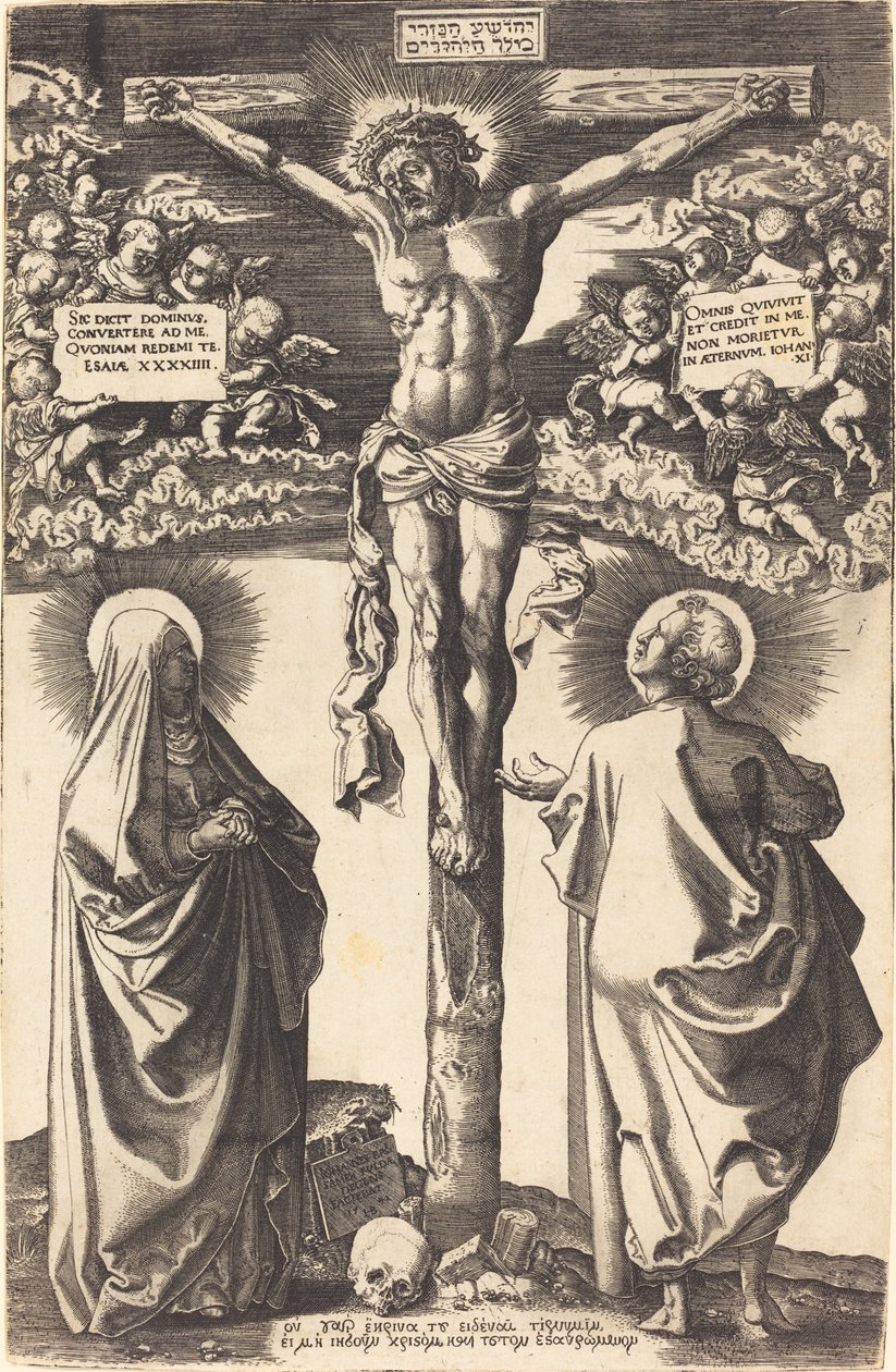 Cristo na Cruz com a Virgem e São João de Hans Brosamer