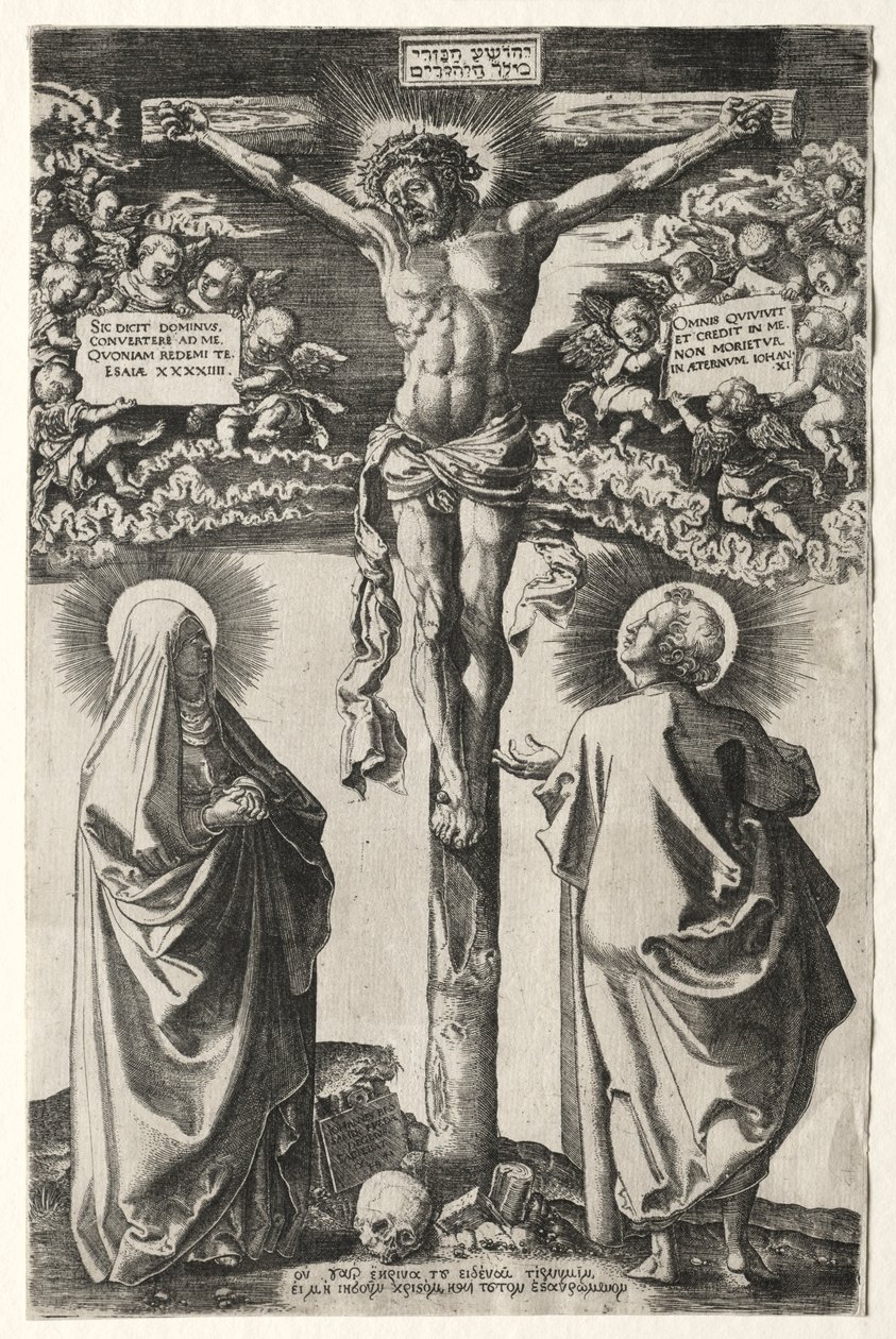 Cristo na cruz entre a virgem e São João, 1542. de Hans Brosamer