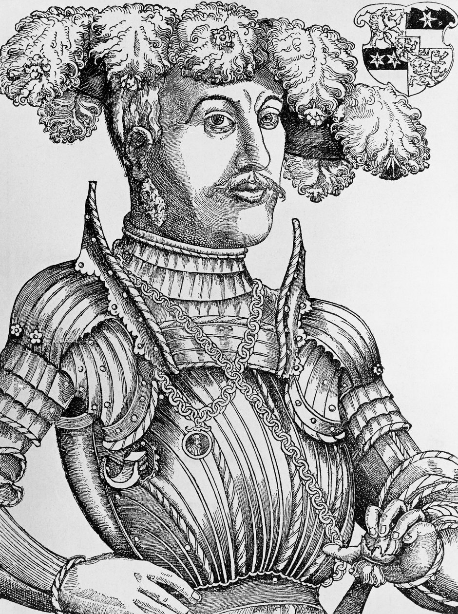 Retrato de Filipe I, Landgrave de Hesse, conhecido como o Magnânimo (1504-1567), gravado por Hans Brosamer (1495-1554) de Hans Brosamer