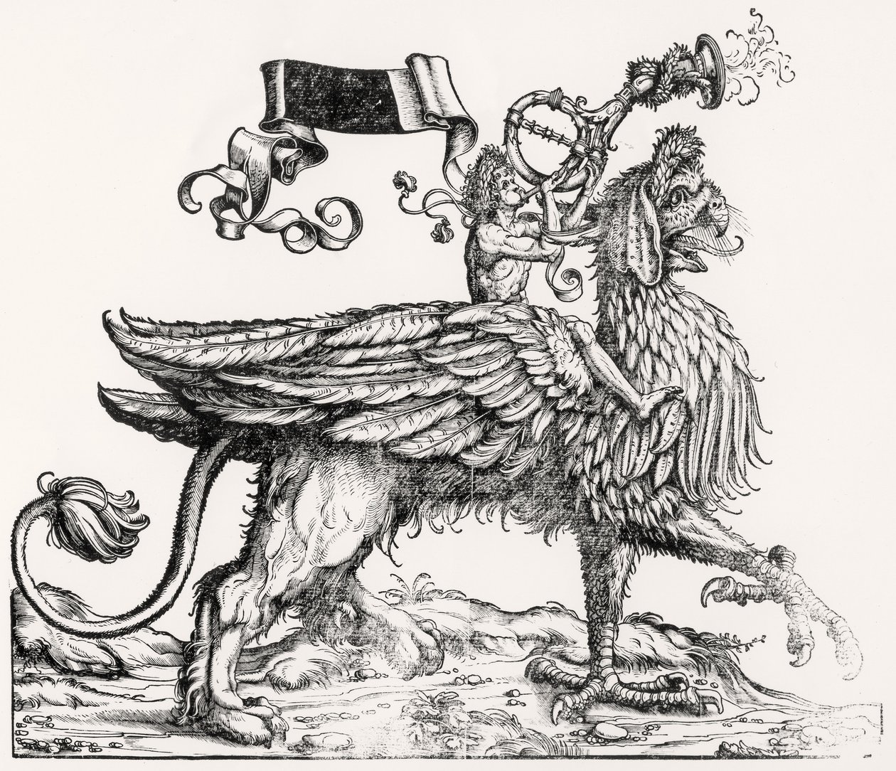 Um Grifo Montado, da Procissão Triunfal de Maximilianos, c.1516-18 de Hans Burgkmair