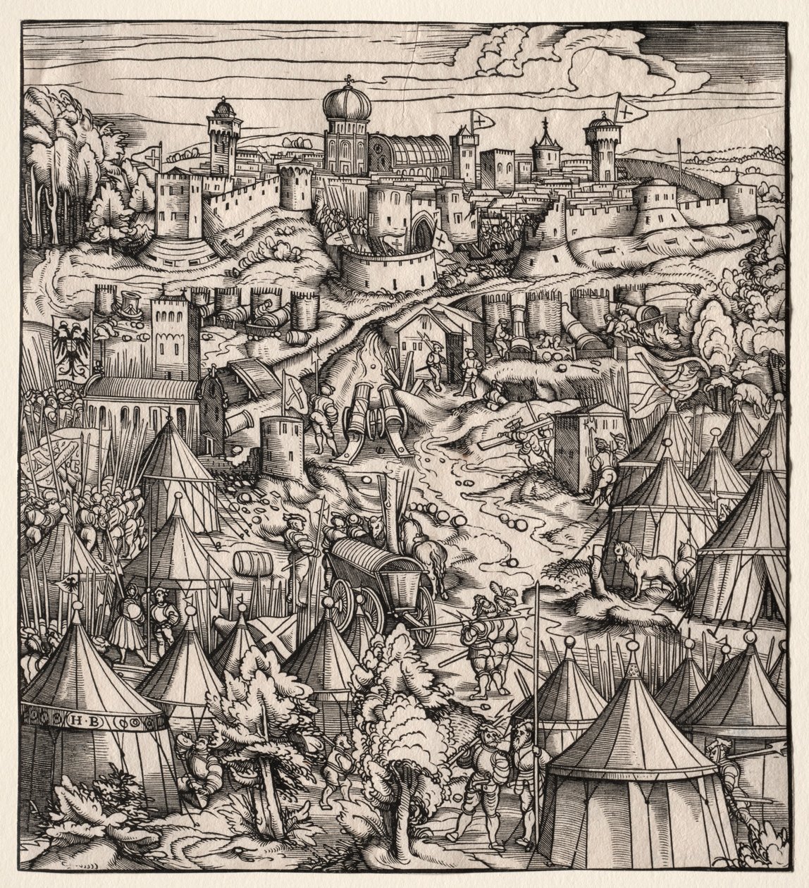 Der Weisskunig O rei branco: o cerco de Pádua, 1512-1515. de Hans Burgkmair