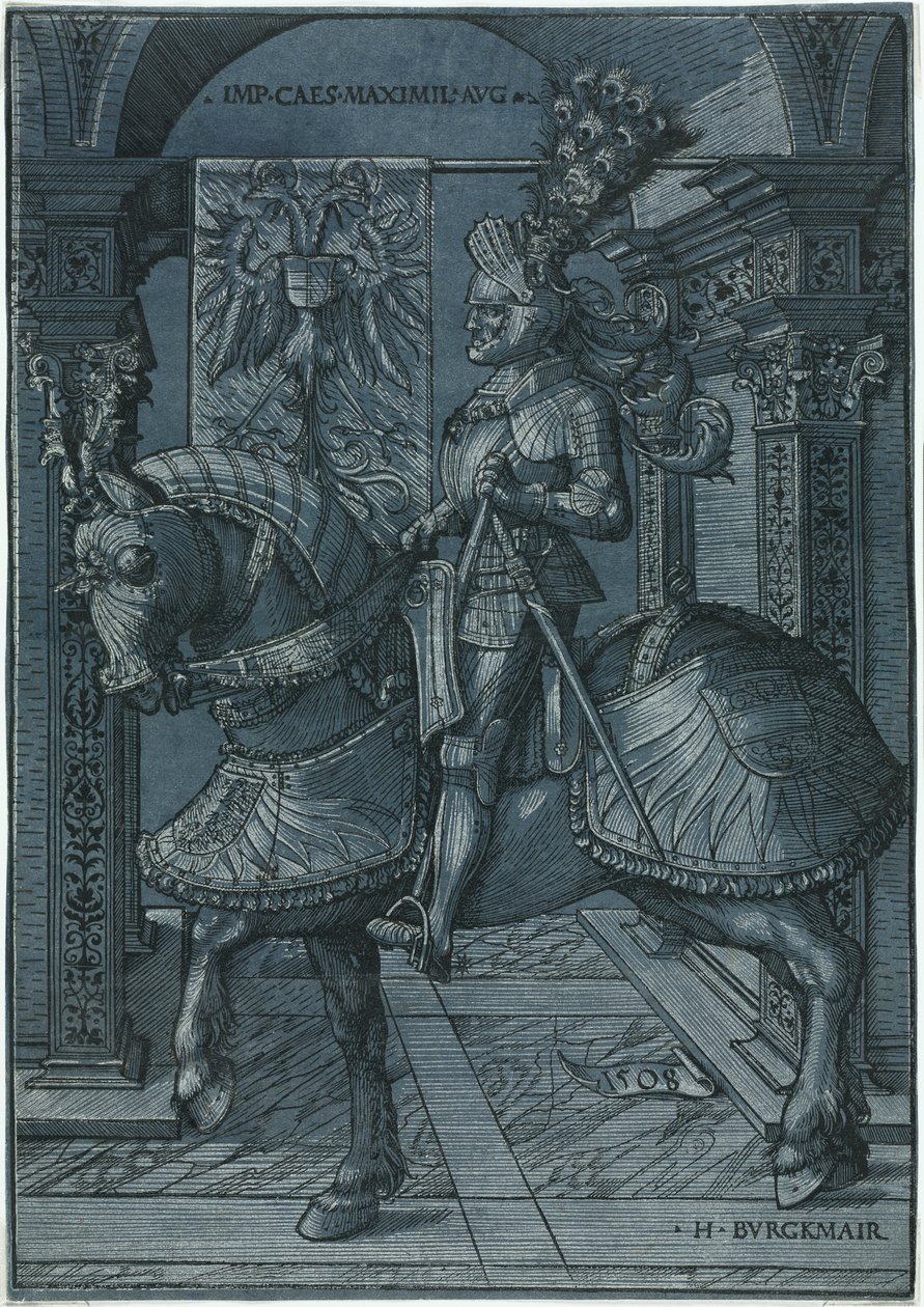 Retrato equestre do imperador Maximilian, 1508. de Hans Burgkmair