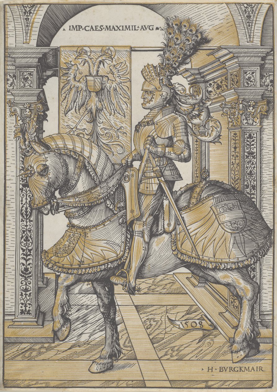 Retrato Equestre do Imperador Maximiliano I, 1508 de Hans Burgkmair