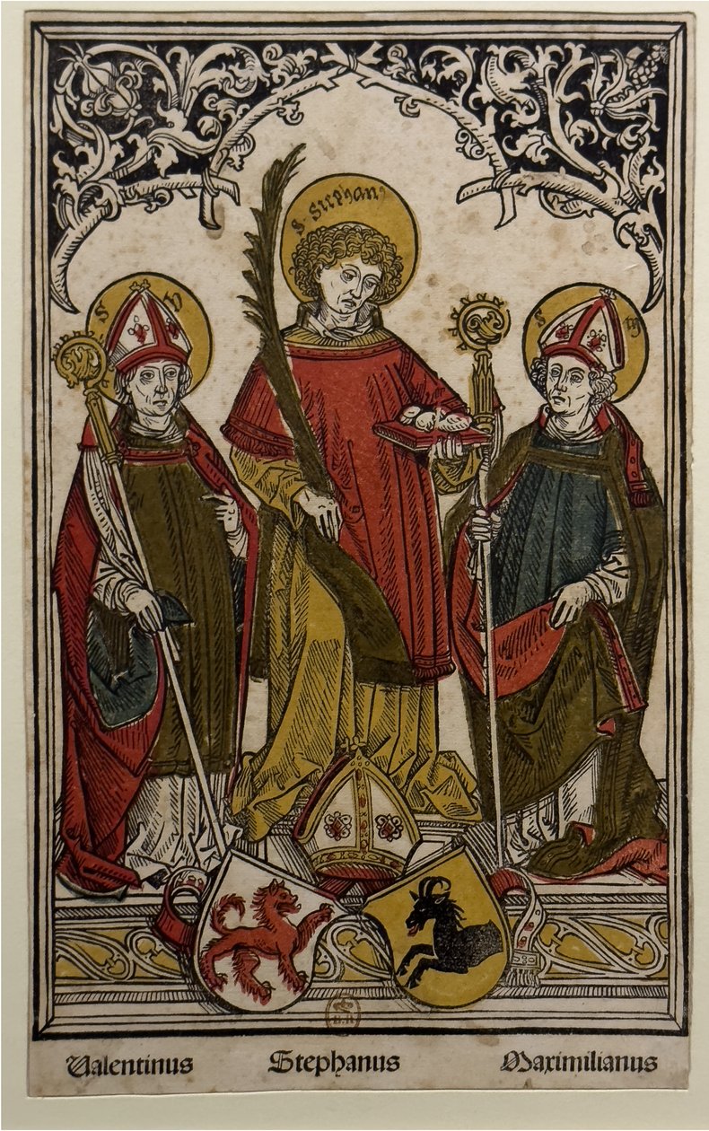 São Valentim, Santo Estêvão e Santa Maximiliana de Hans Burgkmair