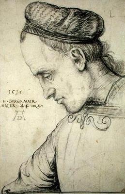 Auto-retrato, c.1517 (carvão sobre papel) de Hans Burgkmair
