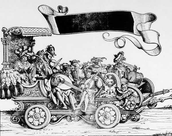 A comitiva musical, da procissão triunfal de Maximilianos, c.1516-18 de Hans Burgkmair