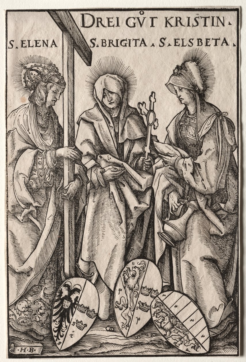 As Três Heroínas Cristãs: Santas Helen, Bridget e Elizabeth de Hans Burgkmair
