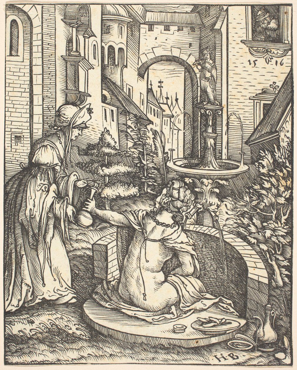 Bate-Seba em seu banho de Hans Burgkmair I