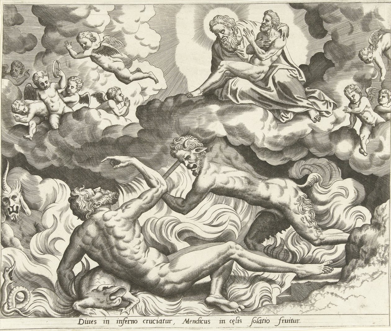 Lázaro no céu e o rico no inferno A História de Lázaro e o Homem Rico (título da série) de Hans Collaert (I) (possibly)