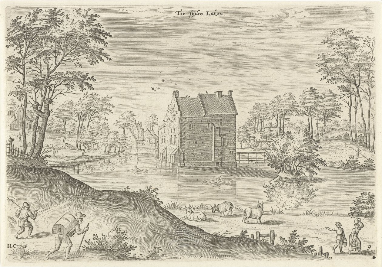 Vista do Castelo de Coensborg em Laken
Lado de Laeken (título sobre o objecto)
Vistas das proximidades de Bruxelas (título da série) de Hans Collaert (I)