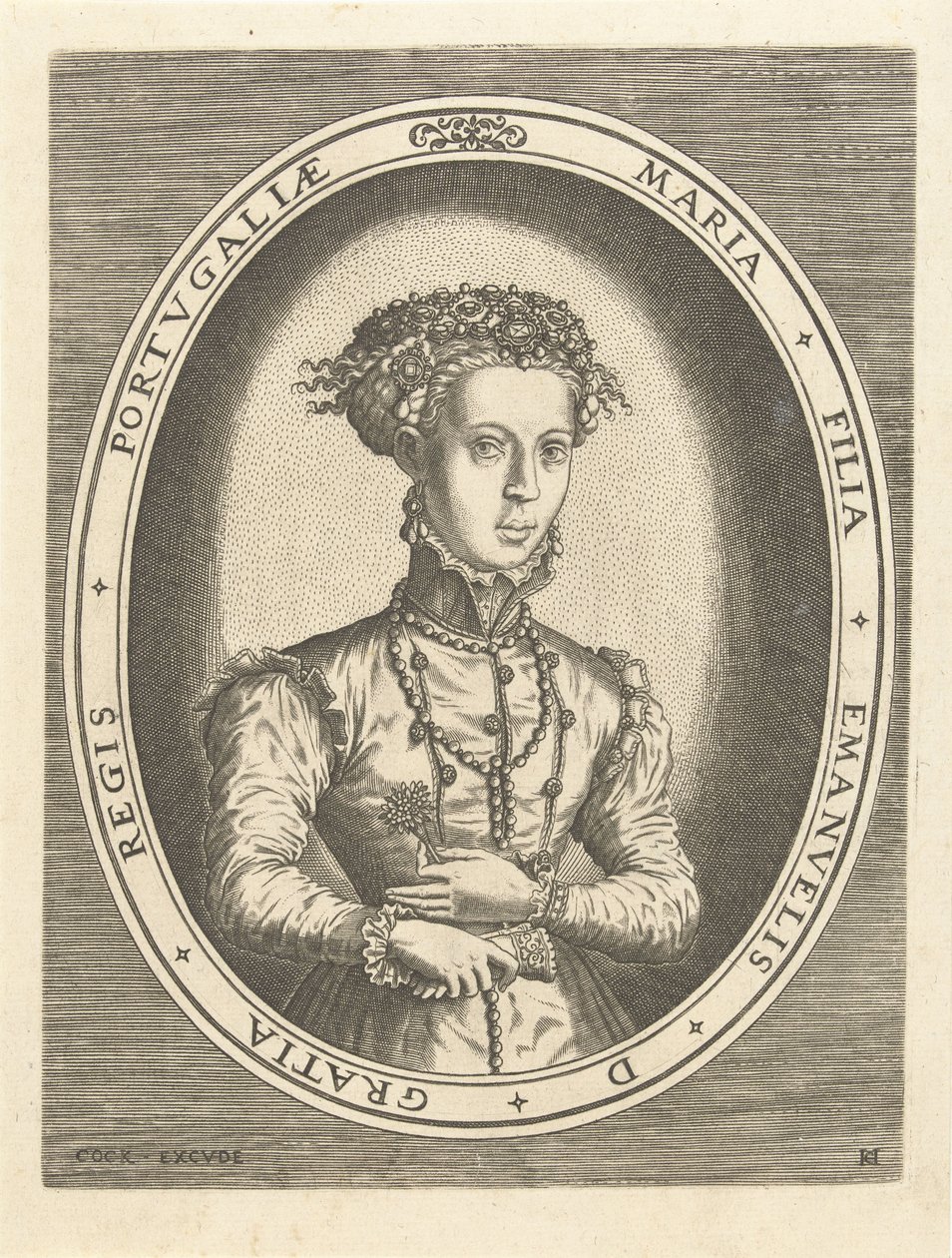 Retrato da princesa Maria de Portugal Casas reais europeias (título da série) de Hans Collaert (I)