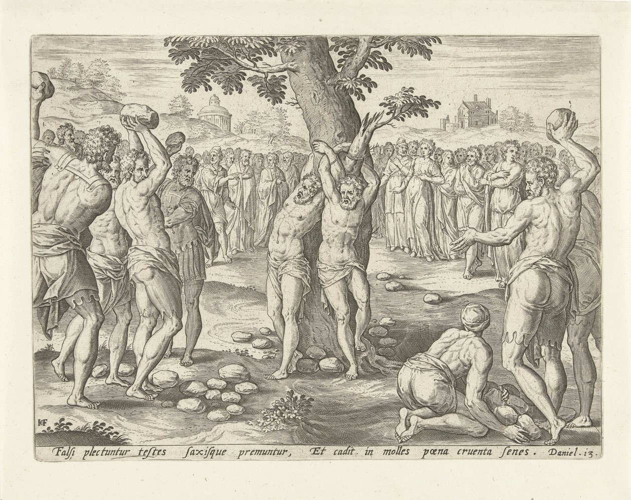 Apedrejamento dos anciãos A História de Susanna (título da série) de Hans Collaert (I)