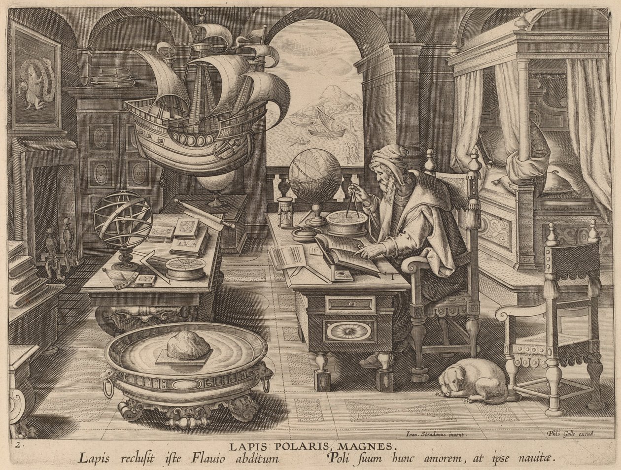 Lapis Polaris, Magnes (The Lodestone, The Magnet) de Hans Collaert the Younger after Jan van der Straet
