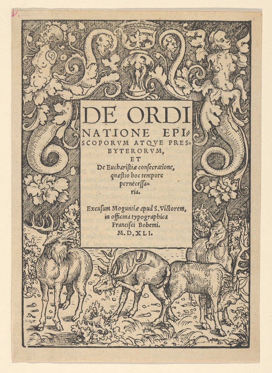 Fronteira do título com três cervos e uma corça, início do século XVI. de Hans Cranach