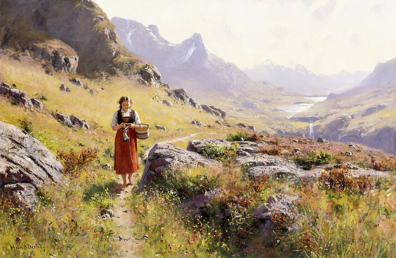 Tricô em uma paisagem norueguesa de Hans Dahl