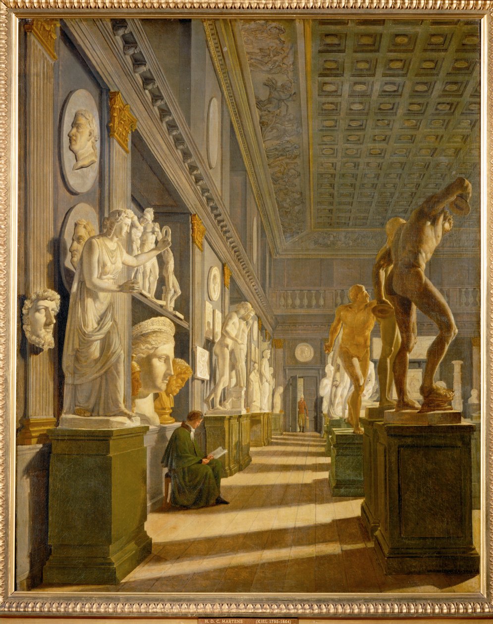 A Sala das Antiguidades do Palácio de Charlottenborg, Copenhaga ... (pintura sobre tela) de Hans Ditlev Christian Martens Kiel