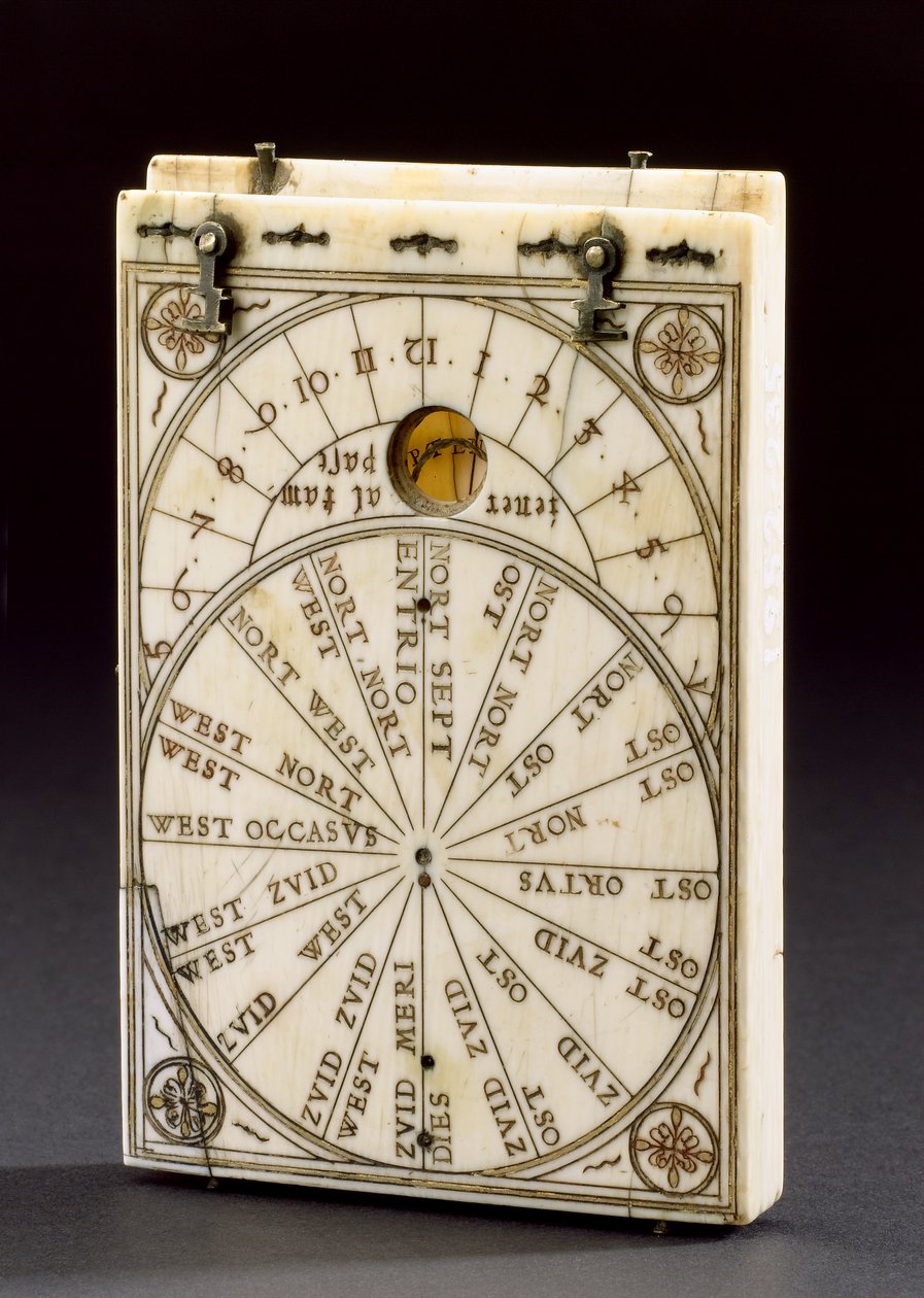 Relógio de sol da bússola Tablet, Nurenberg, 1574 (ver também 259577 e 259579-80) de Hans Ducher