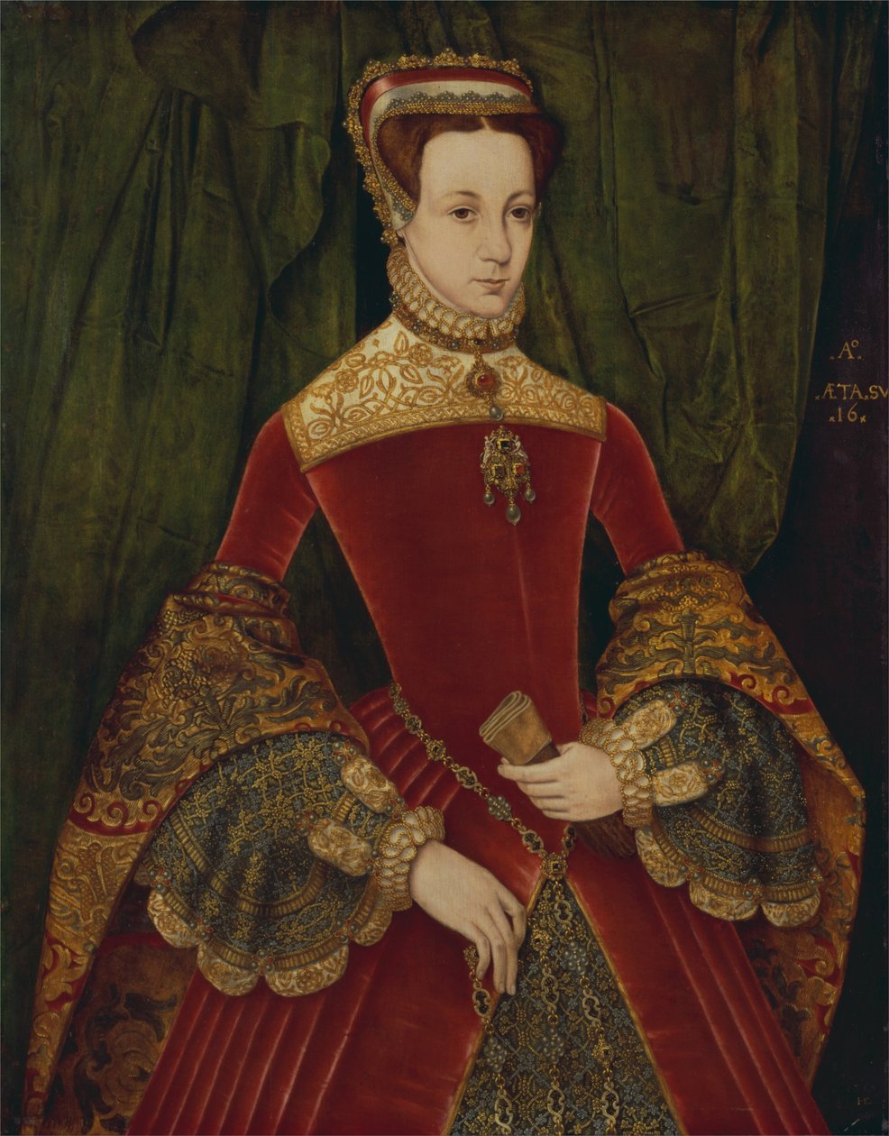 Retrato de uma mulher, com dezasseis anos, anteriormente identificada como Mary Fitzalan, Duquesa de Norfolk, 1565 de Hans Eworth