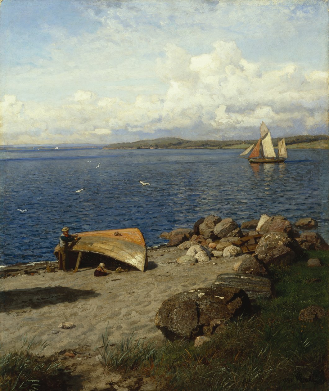 Paisagem Costeira Norueguesa de Hans Gude