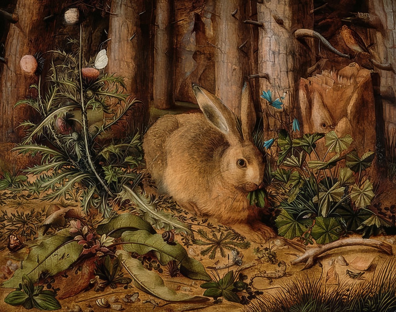 Coelho na floresta. Por volta de 1585 de Hans Hoffmann