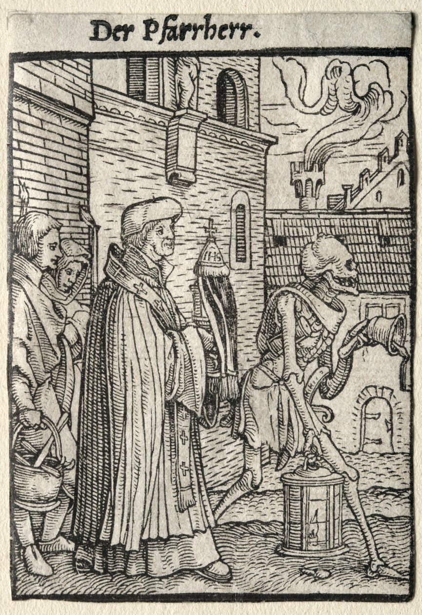 Dança da Morte: O Pastor. de Hans Holbein