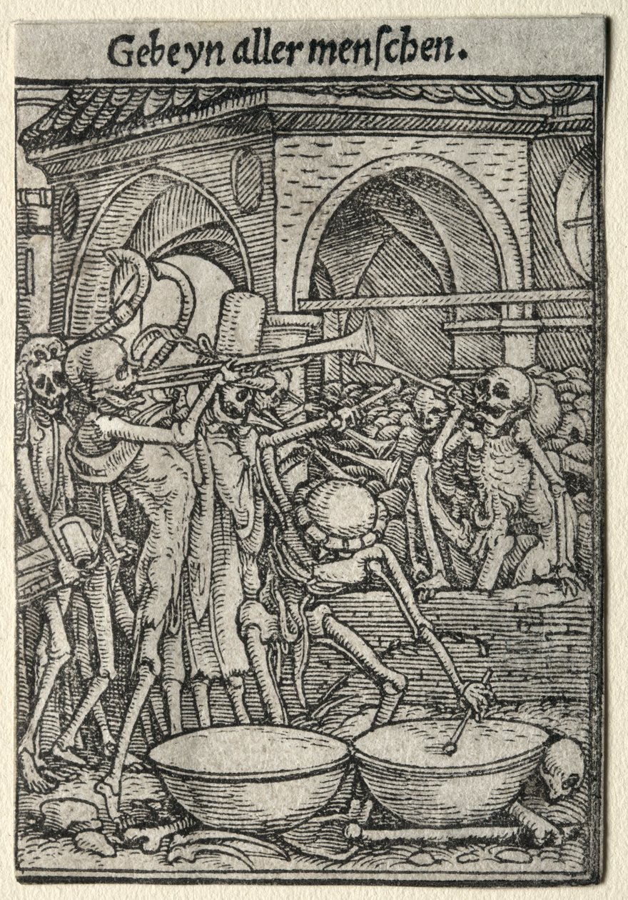 Dança da Morte: Os Trompetistas da Morte. de Hans Holbein