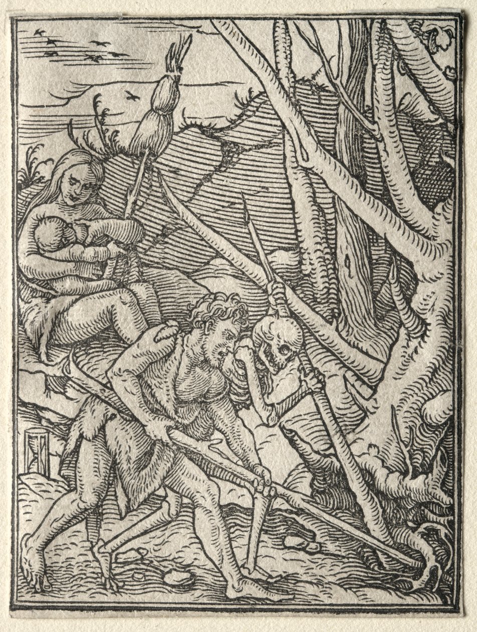 A dança da morte: Adam Tilling the Earth. de Hans Holbein