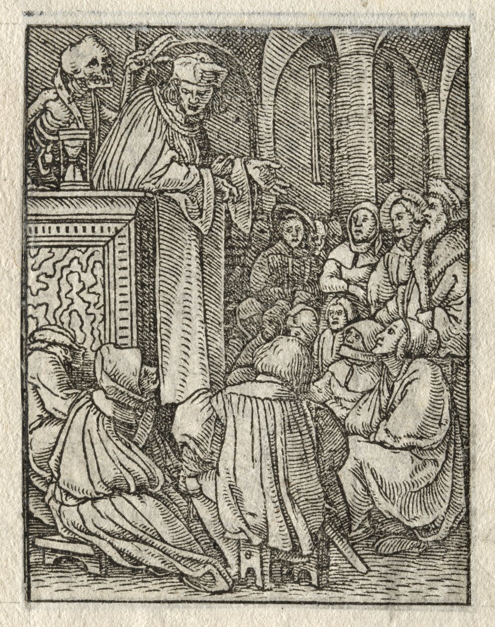 A Dança da Morte: O Pregador, O Sacerdote. de Hans Holbein