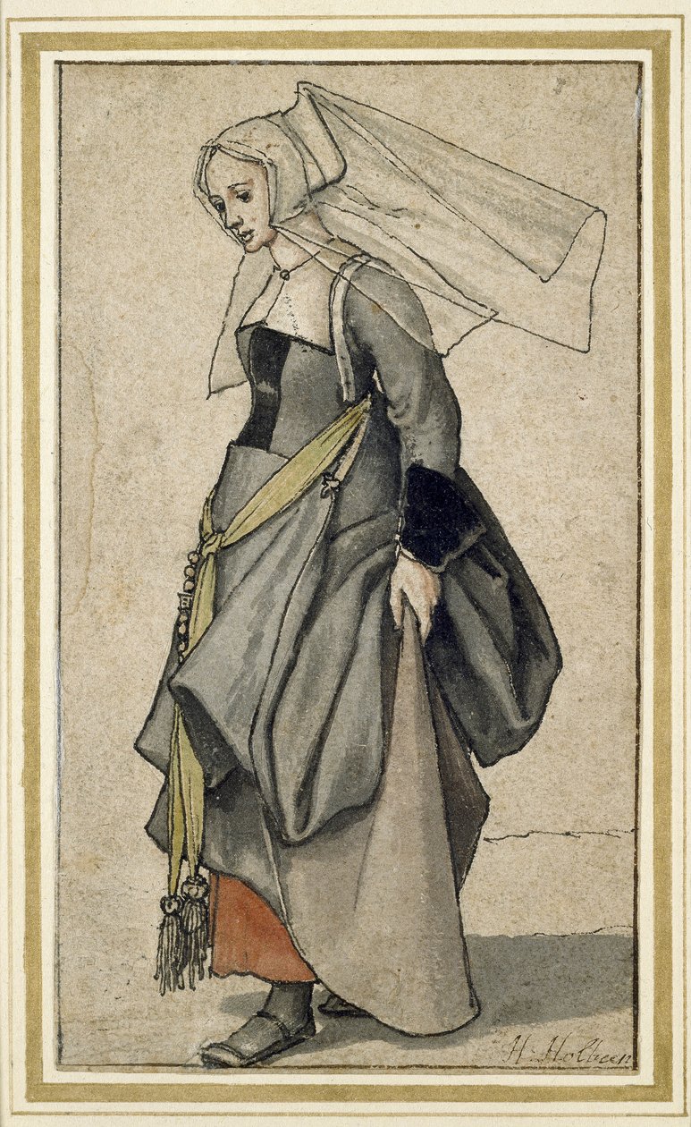 Uma jovem inglesa, século XVI (caneta e tinta sobre papel) de Hans Holbein der Jüngere