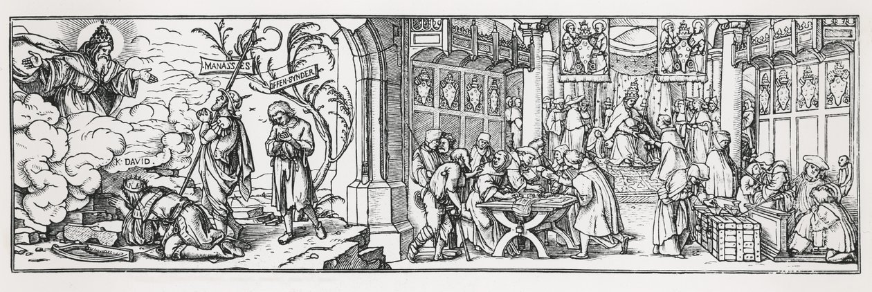 Caricatura anticatólica denunciando a corrupção do papa de Hans Holbein der Jüngere