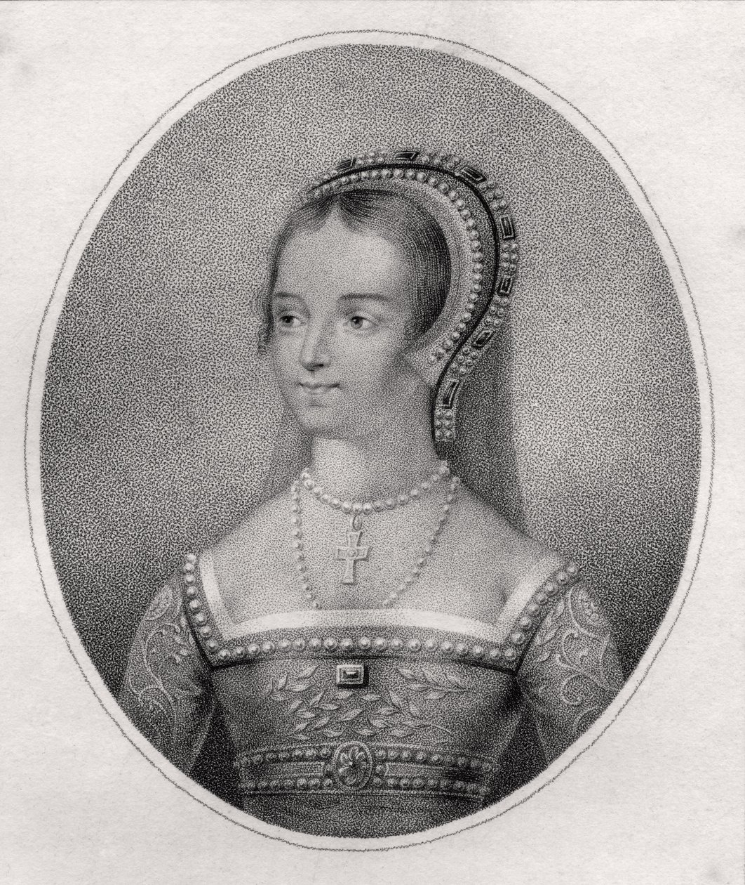 Catherine Parr, gravada por Bocquet, de "Um Catálogo dos Autores Reais e Nobres", publicada em 1806 de Hans Holbein der Jüngere