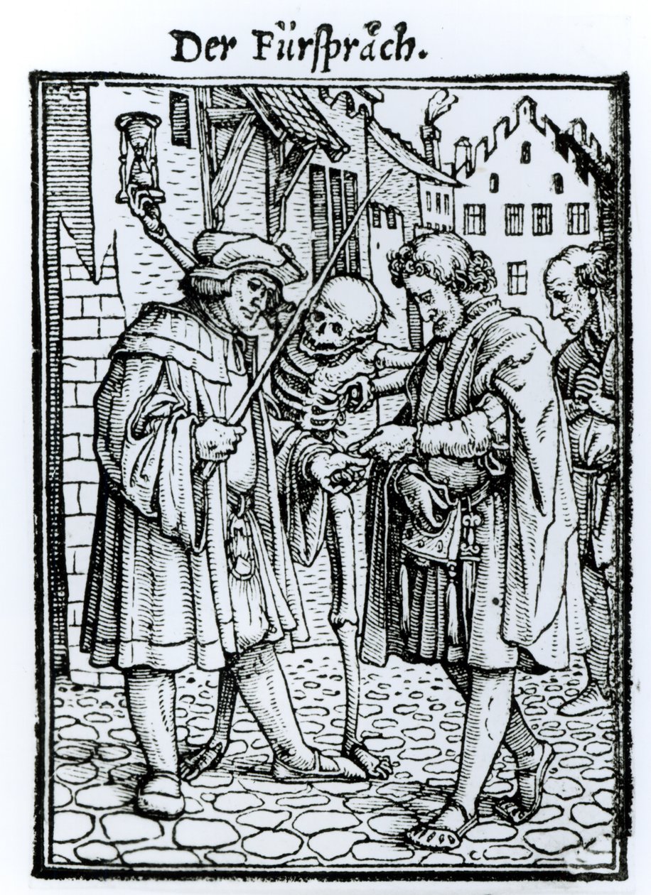 Morte e o advogado, de "A dança da morte", gravada por Hans Lutzelburger, c.1538 de Hans Holbein der Jüngere