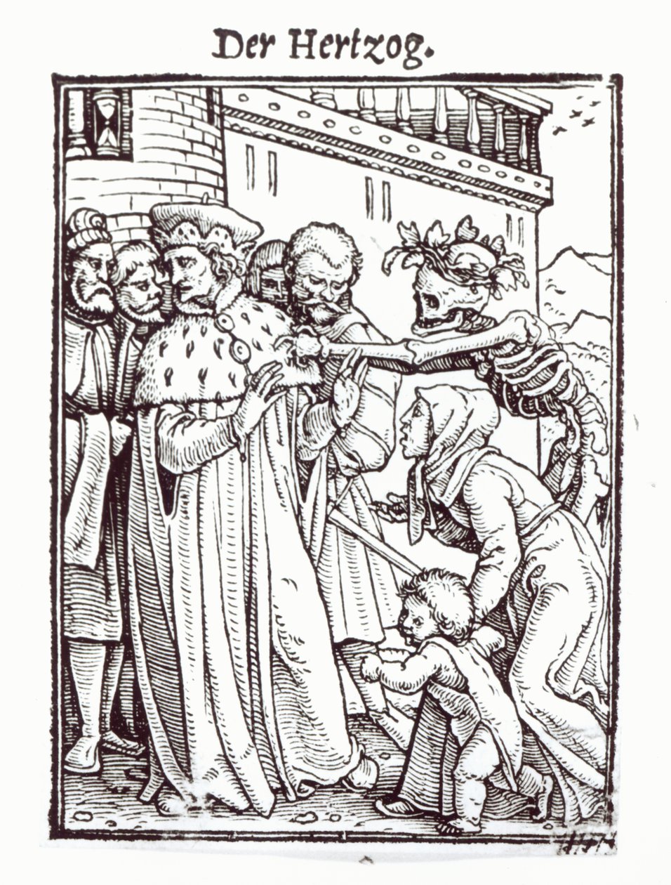 Morte e o Duque, de "A Dança da Morte", gravada por Hans Lutzelburger, c.1538 de Hans Holbein der Jüngere