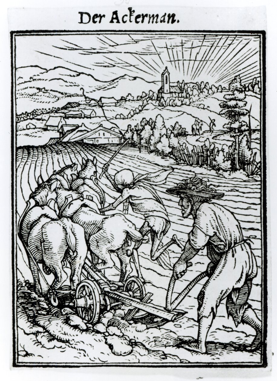 Morte e o lavrador, de &39;A dança da morte, gravada por Hans Lutzelburger, c.1538 de Hans Holbein der Jüngere