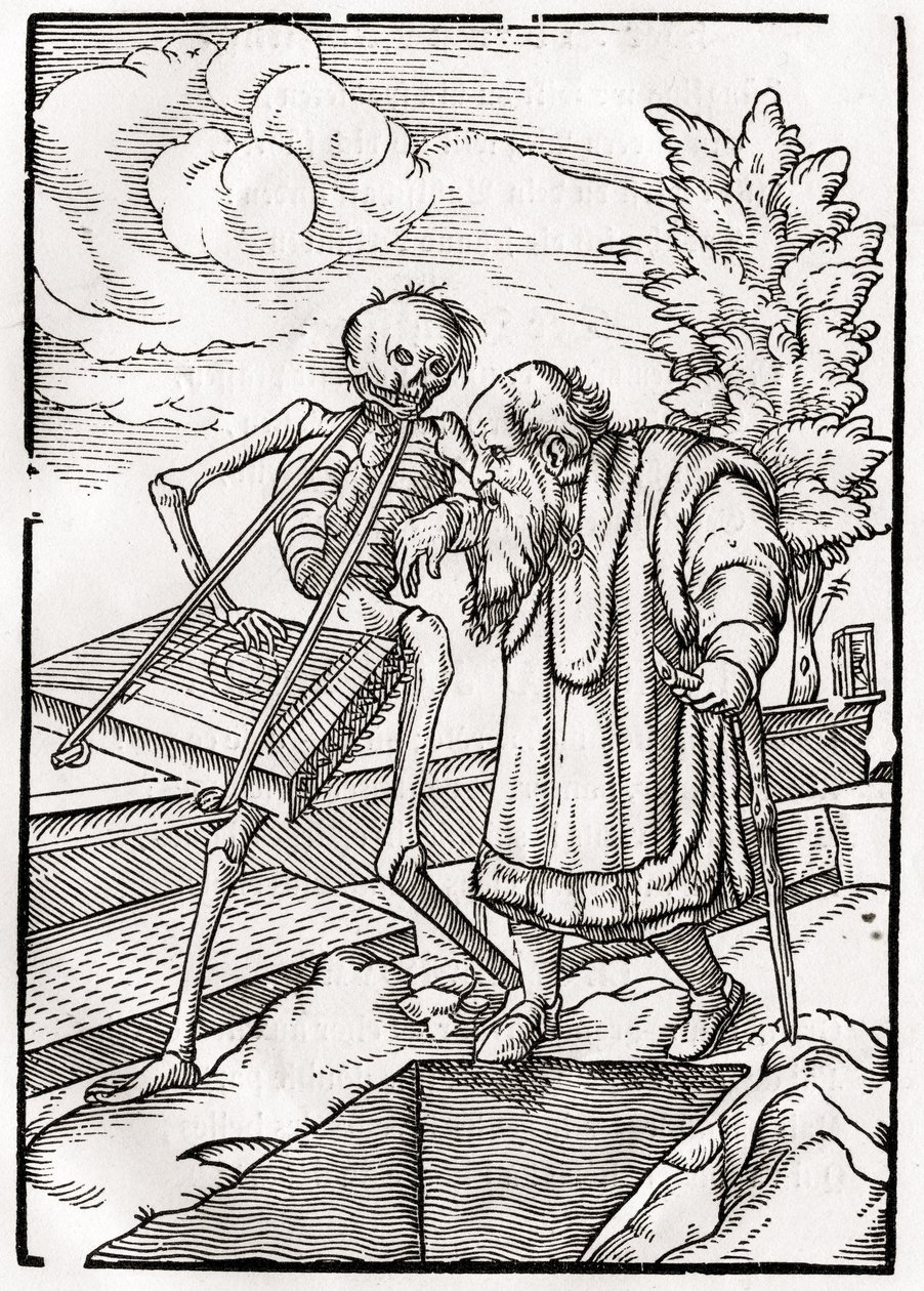 A morte chega ao velho homem, ou o eremita, de &39;Der Todten Tanz&39;, publicado Basel, 1843 de Hans Holbein der Jüngere