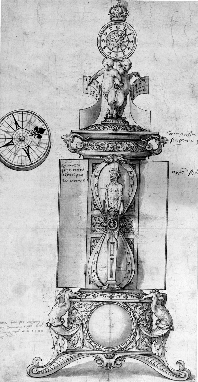 Design para um Clocksalt, c.1543 (caneta e tinta e lavagem) de Hans Holbein der Jüngere