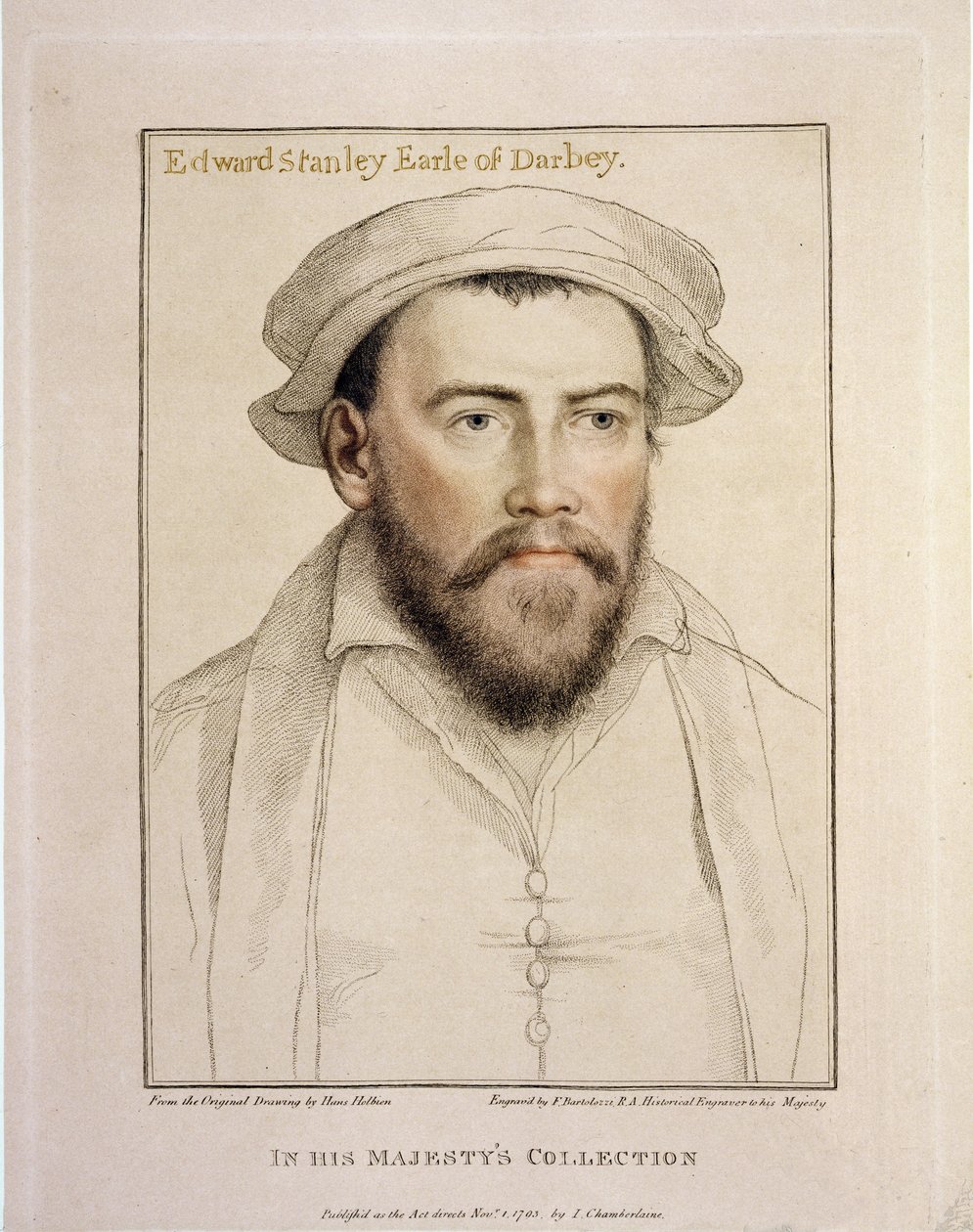 Edward Stanley Earle of Darby (1508-1572) gravado por Francesco Bartolozzi (1727-1815) em 1793 de Hans Holbein der Jüngere