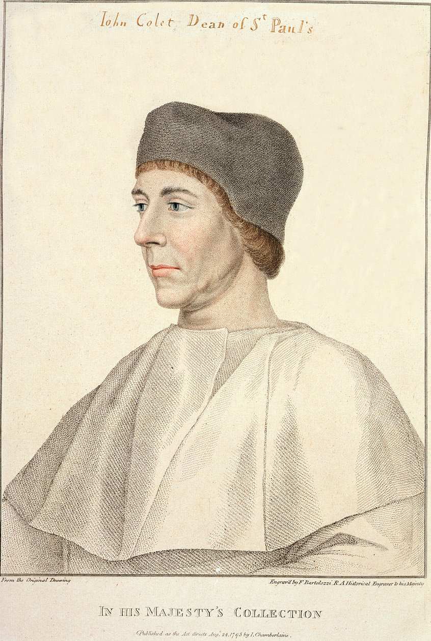 John Colet (c.1467-1519), decano de São Paulo, gravado por Francesco Bartolozzi (1727-1815) de Hans Holbein der Jüngere