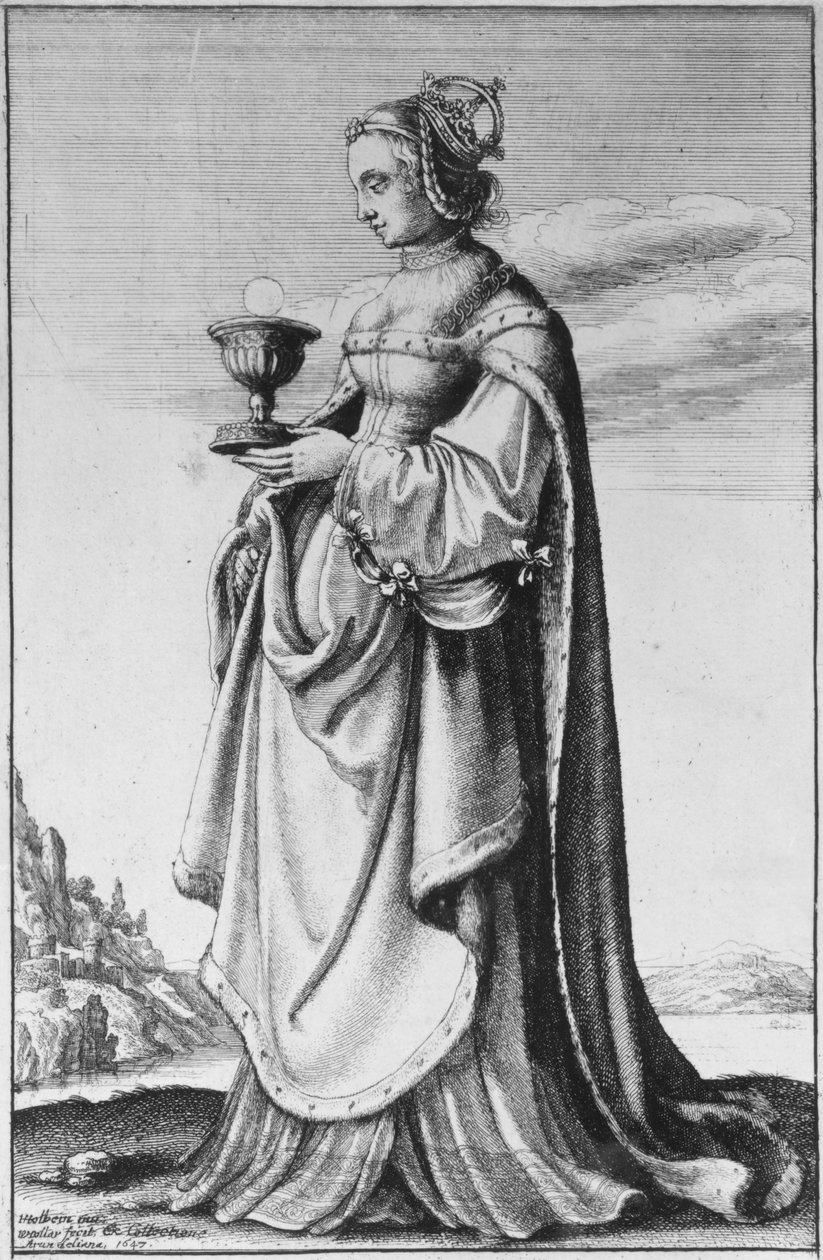 Santa Bárbara, gravada por Wenceslaus Hollar, 1647 de Hans Holbein der Jüngere