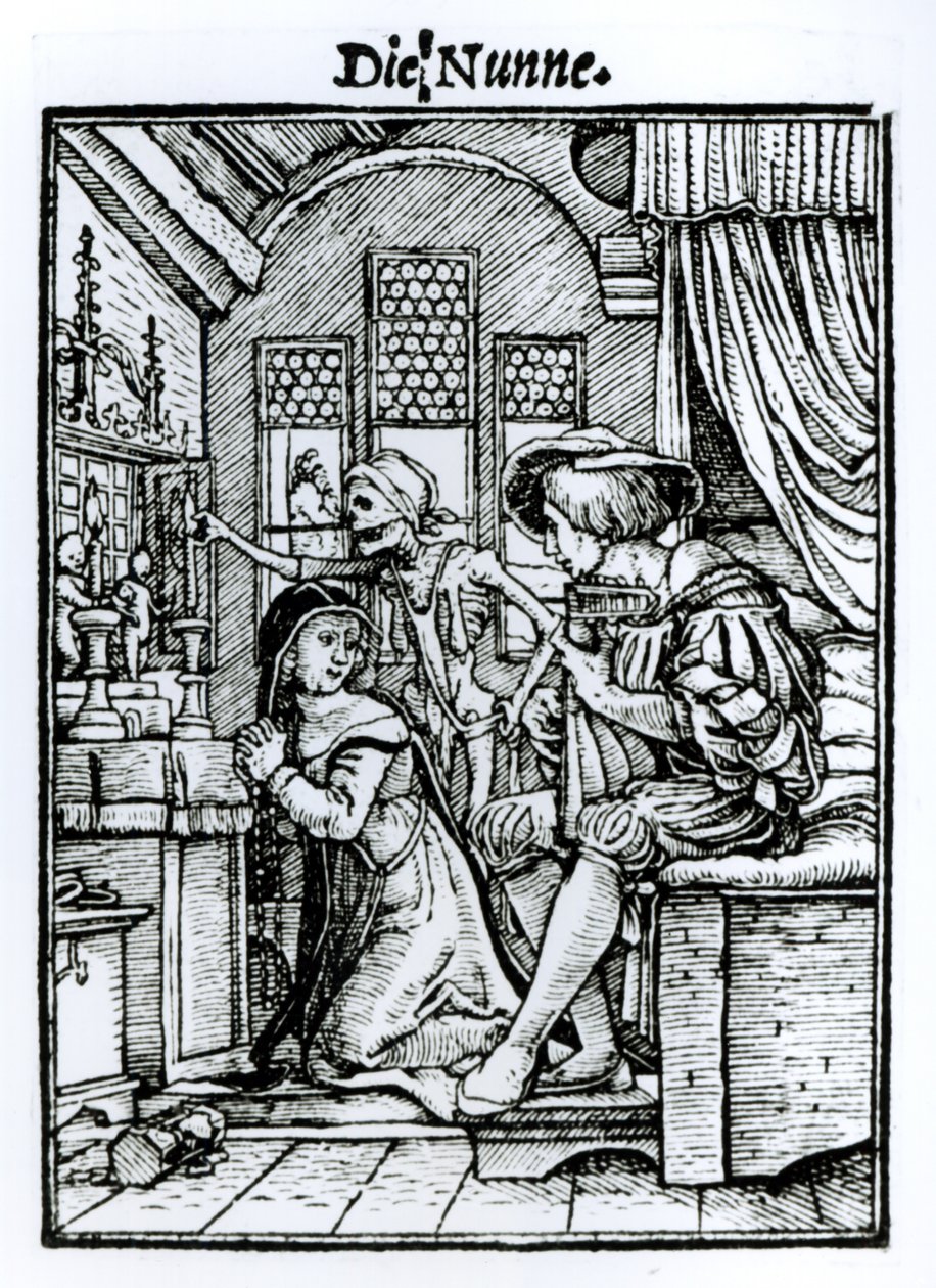 A freira, de "A dança da morte", gravada por Hans Lutzelburger, c.1538 de Hans Holbein der Jüngere