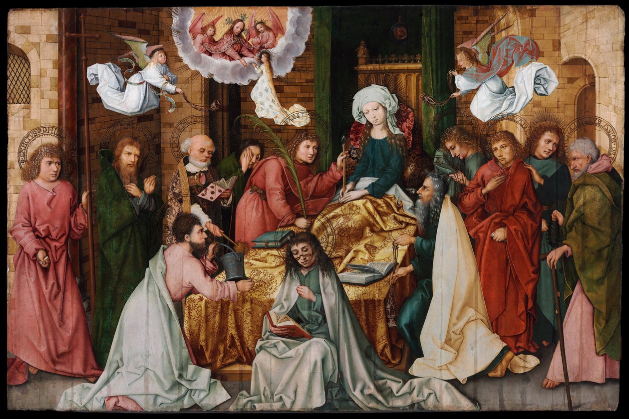 Dormition de la Vierge Marie - A Dormição da Virgem - Holbein, Hans, o Velho (1465-1524) - 1492 - Óleo sobre madeira - 150x 228,5 - Szepmuveszeti Muzeum, Budapeste de Hans Holbein the Elder