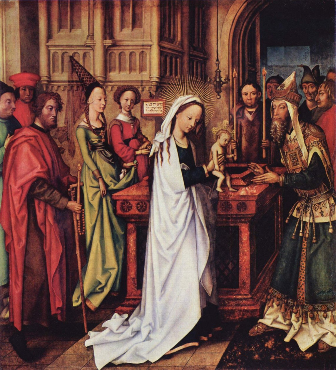 Alemão: Darstellung Christi im Tempel Altar dos Dominicanos, ala interior esquerda, painel inferior: A apresentação de Cristo no Templo de Hans Holbein the Elder