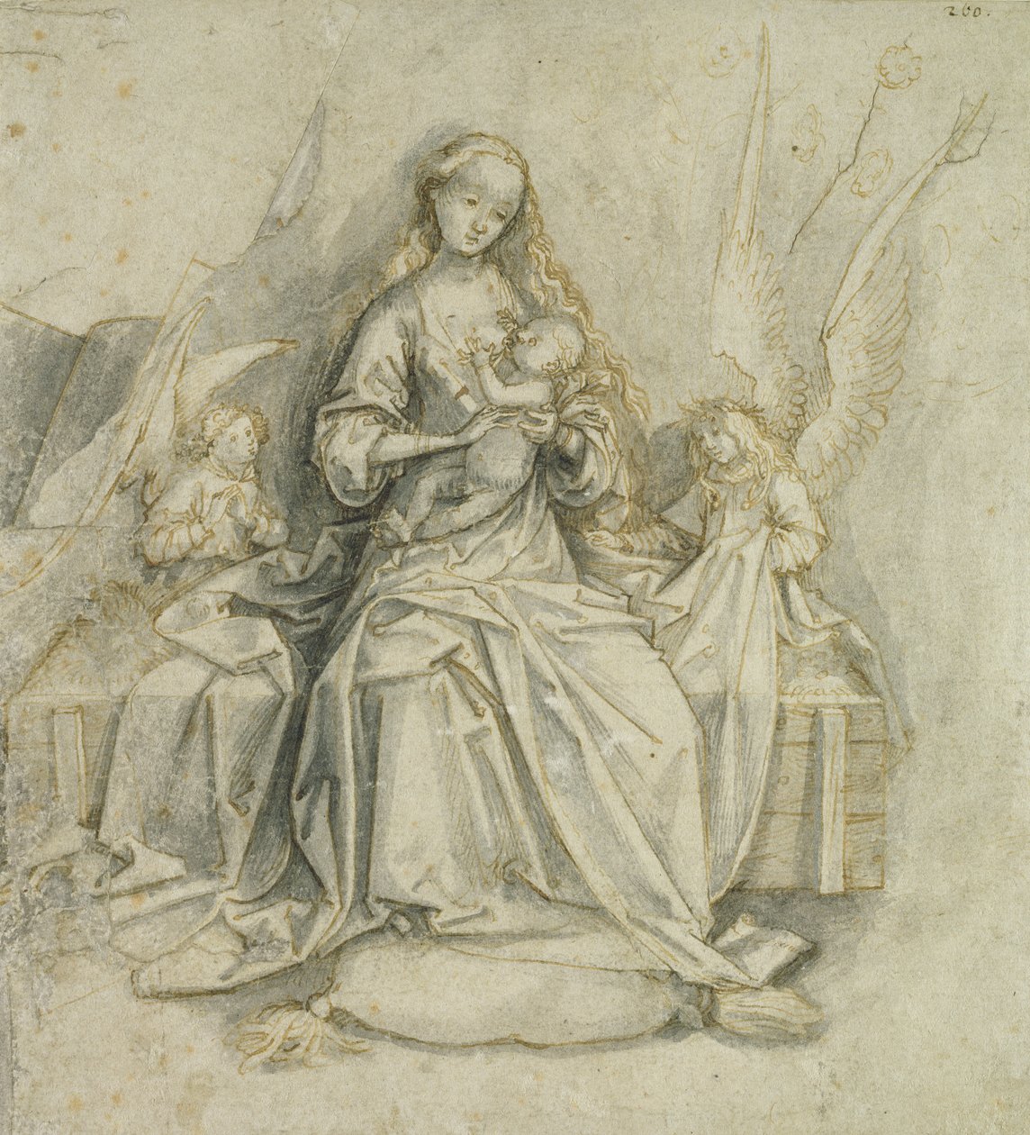 Madonna and Child (caneta e tinta marrom com lápis sobre papel) de Hans Holbein the Elder