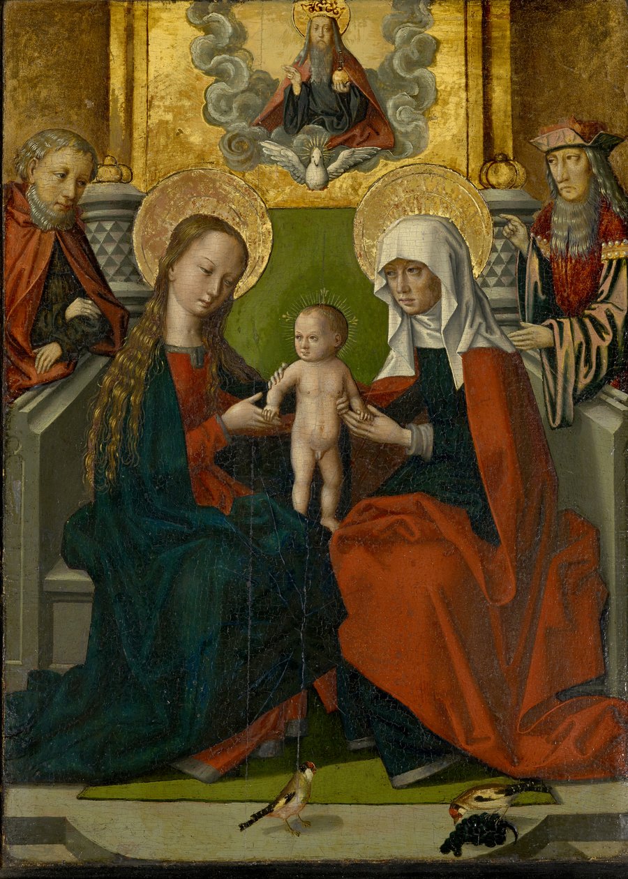Santa Ana com a Virgem e o Menino, José, Joaquim, Deus Pai e Espírito Santo de Hans Holbein the Elder