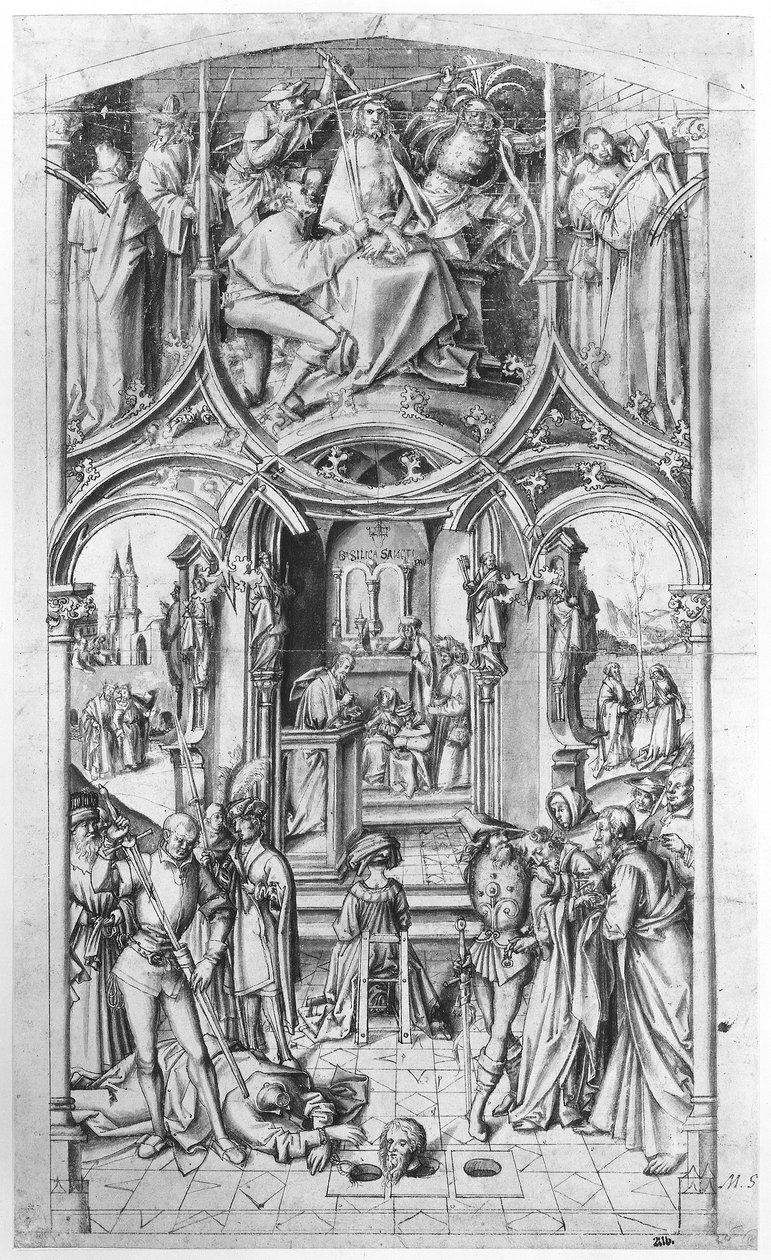 Desenho preparatório para a "Basílica de São Paulo sem as paredes". de Hans Holbein the Elder