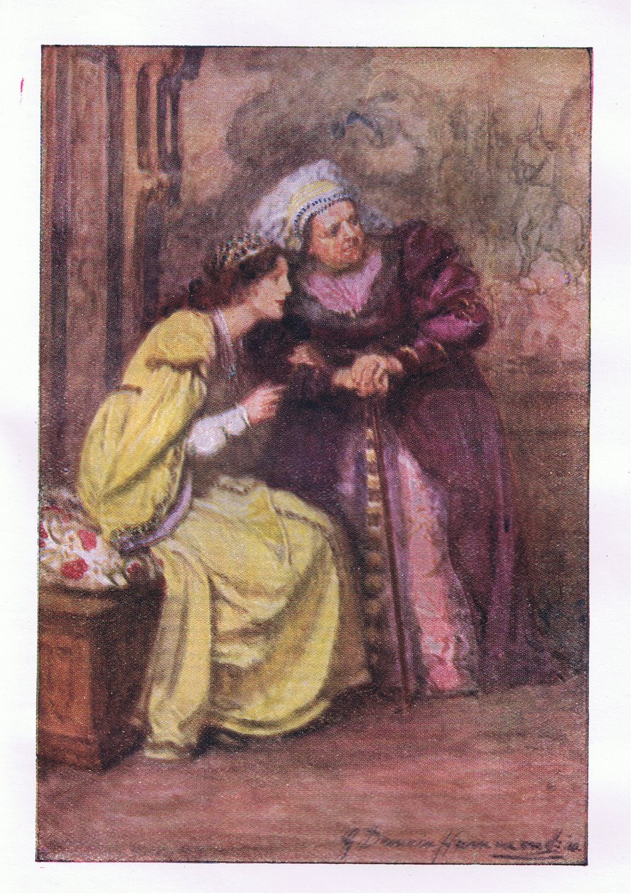Venha aqui enfermeira. O que é cavalheiro (Romeu e Julieta), de Obras Completas de Shakespeare, publicado por George Harrap & Co Ltd, década de 1920 de Hans Holbein der Jüngere