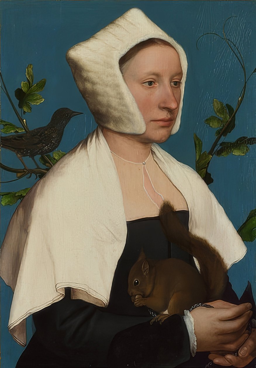 Senhora com esquilo e estrela (Anne Lovell). Por volta de 1526-28 de Hans Holbein der Jüngere