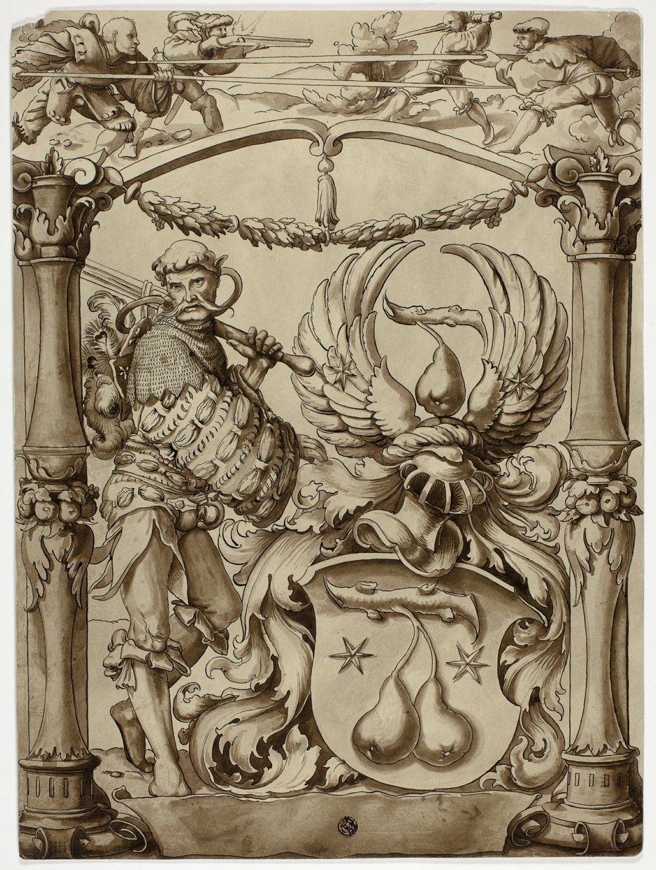 Desenho para as armas heráldicas suíças de Hans Holbein the Younger